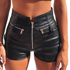 Black PU Leather High Waist Short