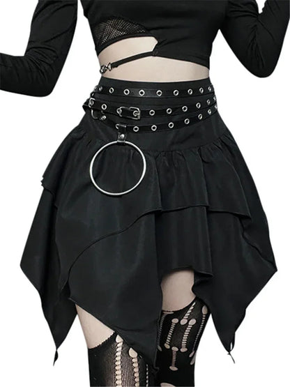 Solid Drawstring Ruched Mini Skirt