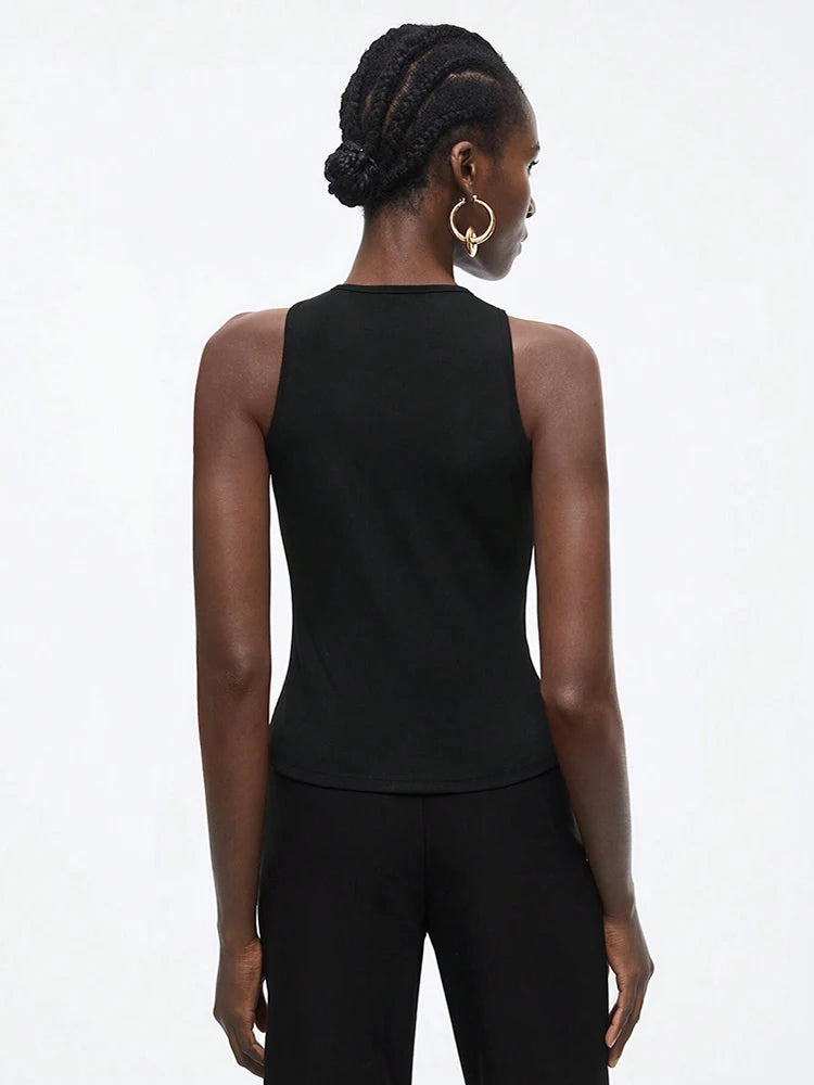 Casual Black Y2K Sleeveless Crop Top