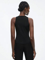 Casual Black Y2K Sleeveless Crop Top