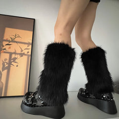 Gothic Rabbit Fur Plush Leg Sock