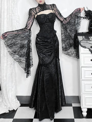 Lace Splicing Asymmetric Skirt