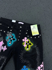 Punk Applique Loose Shorts