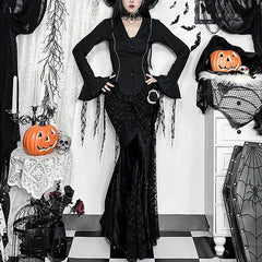 Gothic V-Neck Flare Sleeve Blouse