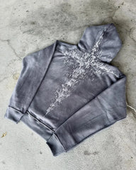 Gothic Embroidery Washing Hoodie