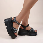 Pink Wedge Gothic Platform Sandal
