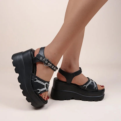 Pink Wedge Gothic Platform Sandal