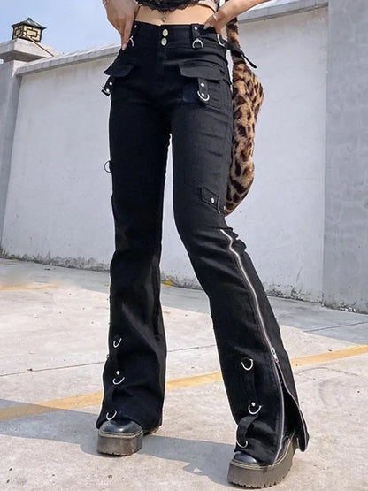 New Dark Punk Gothic Y2K Patchwork Pant