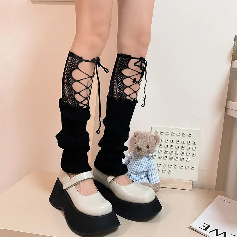 Gothic Strap Cotton Hollow Sock