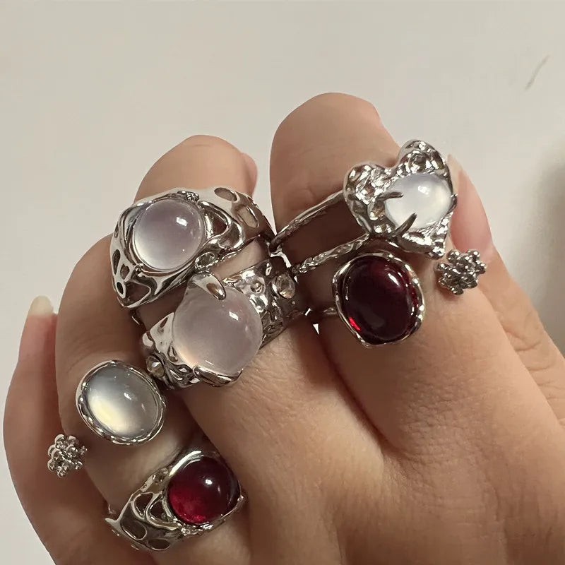 Kpop Y2K Crystal Star Gothic Ring Main image