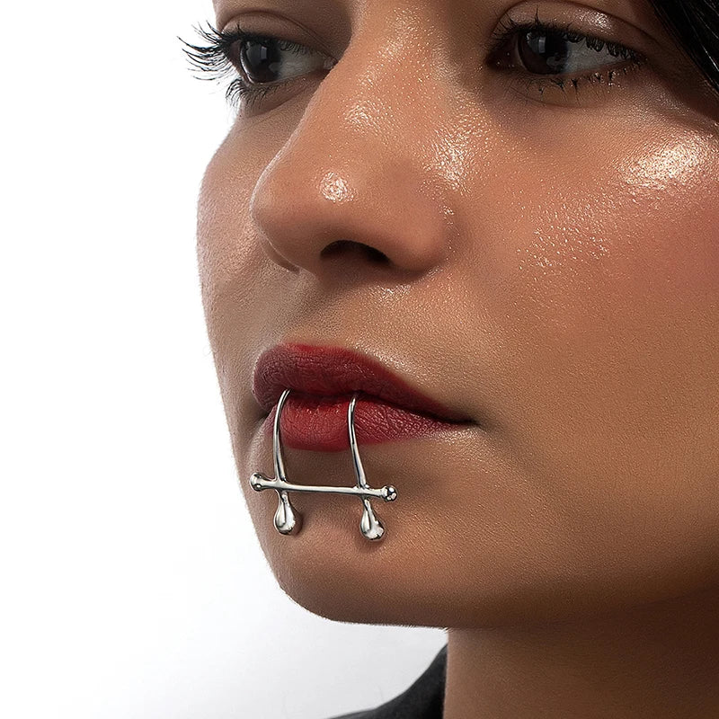 Dark Punk Hip Hop No Piercing Metal Lip Stud Secondary image