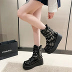 Gothic Motorcycle Zip High Heel Platform Boot