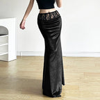 Velvet Trumpet Lace Patchwork Skirt