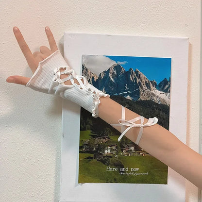 Gothic Lace Strap Silk Glove