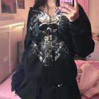 Gothic Grunge Graphic Zip Hoodie