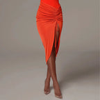 Shirring Pleated Wrap Hip Skirt