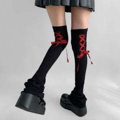 Gothic Lace-up Knee-high Strap Sock