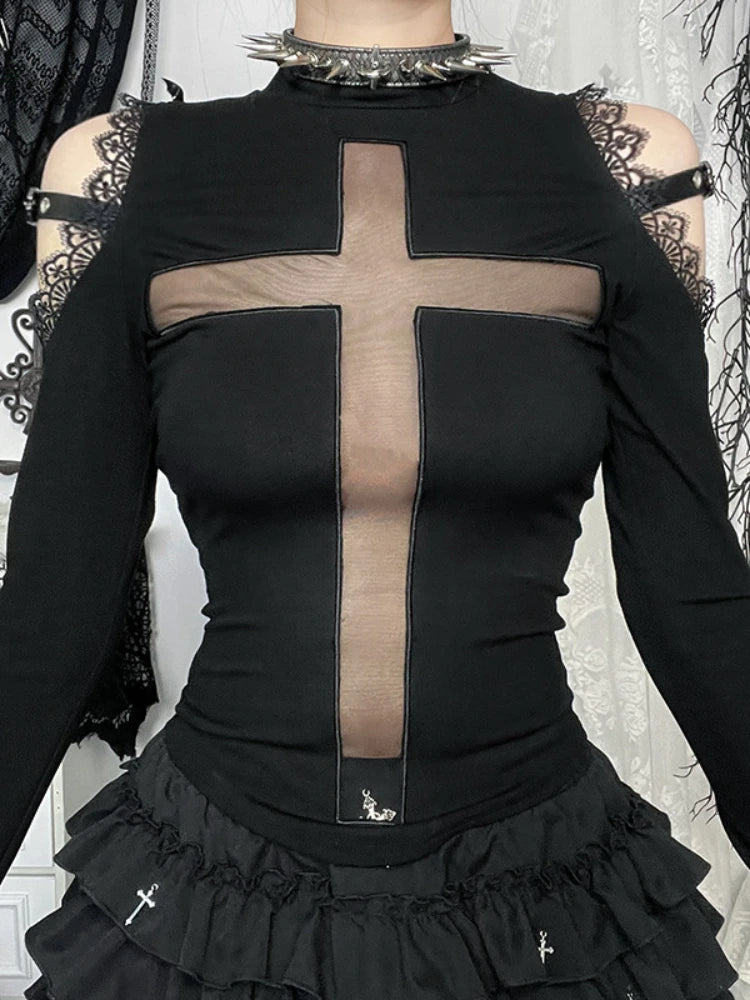 Gothic Lace Patchwork Blouse