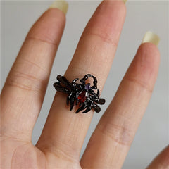 Gothic Black Spider Ring