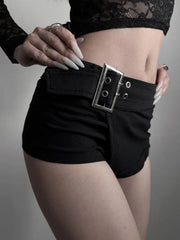 Low-Rise Patchwork Denim Shorts