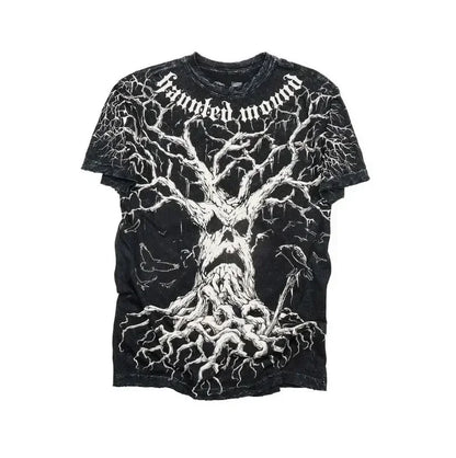 Letter Print Gothic Cotton T-shirt