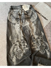 Washed Distressed Wide Leg Pants