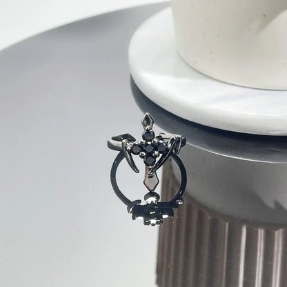 Crystal Cross Punk Gothic Ring