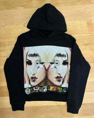 Gothic Print Oversized Hoodie