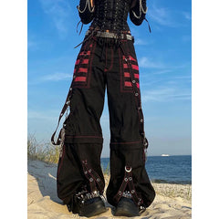 Gothic Chain Bandage Wide Leg Pant