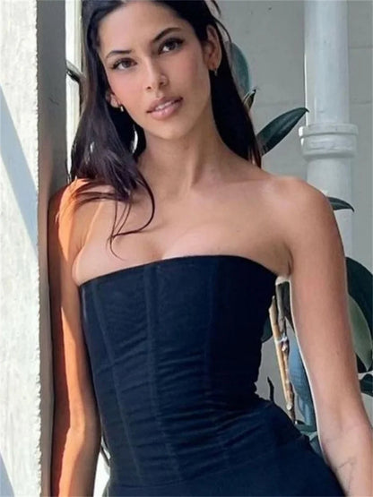 Mesh Backless Patchwork Slim Tank Crop Top