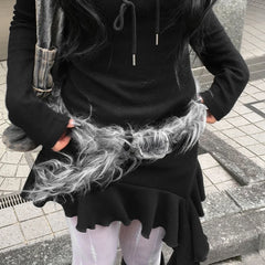 Vintage Gothic Faux Fur Patchwork Y2K Cowboy Waist Belt