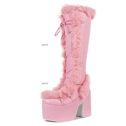 Winter Fur Chunky Heel Platform Gothic Boot