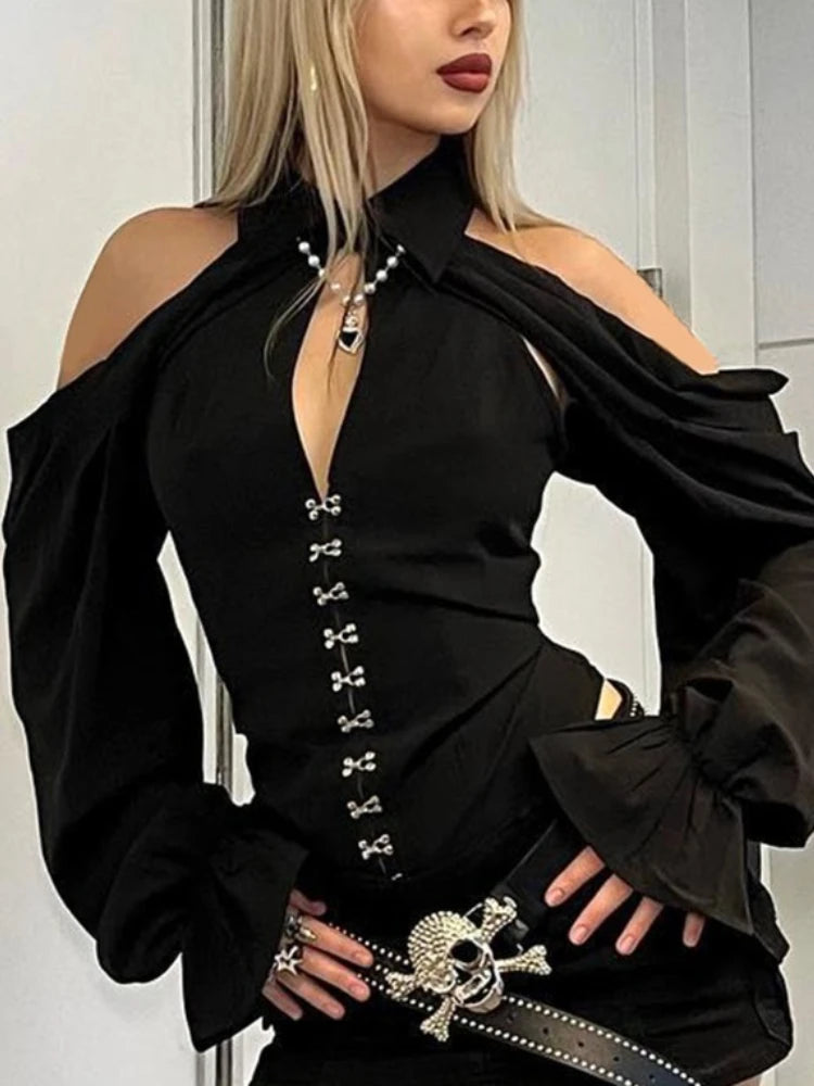 Off-Shoulder Hollow Out Corset Blouse Main image