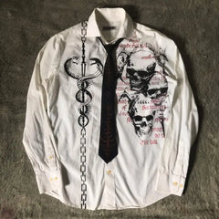 Gothic Letter Print Blouse