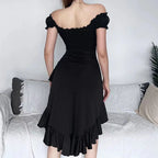 Off-Shoulder Ruffle Midi Dress