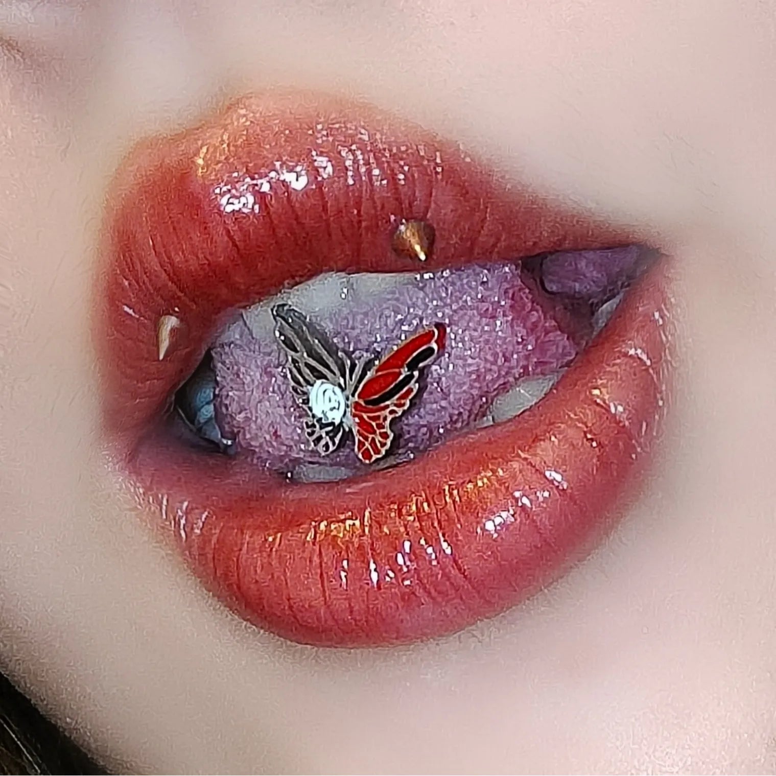Punk Butterfly Dripping Oil Fashion Tongue Ring Main image