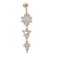 Zircon Flower Dangle Gothic Belly Ring