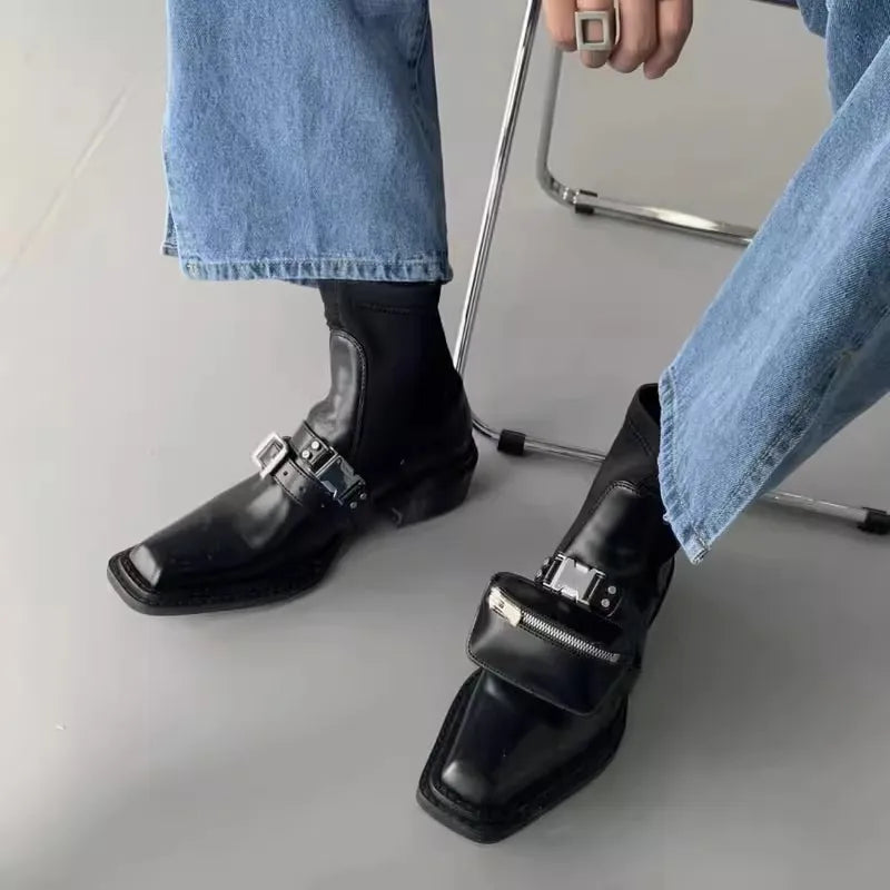 2024 Luxury Block Heel Gothic Ankle Boot