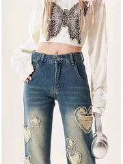 Blue Gothic Baggy Flare Star Pant