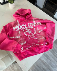 Gothic Pink Washing Zip Hoodie