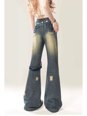 Blue Ripped Gothic Baggy Harajuku Pant