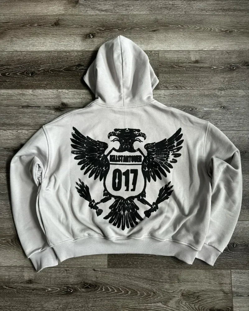 Gothic Cartoon Letter Zip Hoodie