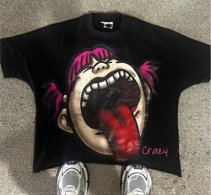 Funny Pattern Print Loose Cotton T-shirt