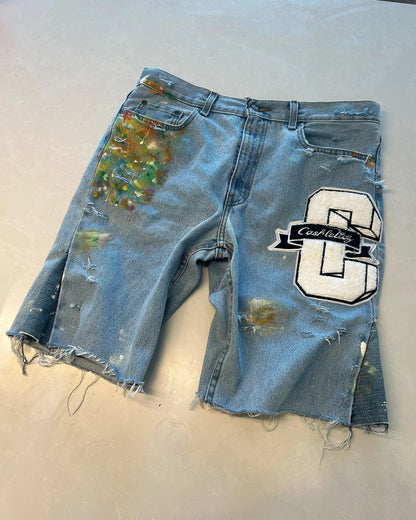 Hole Letter Embroidery Short