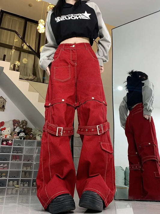 Retro Gothic Splicing Cargo Pant