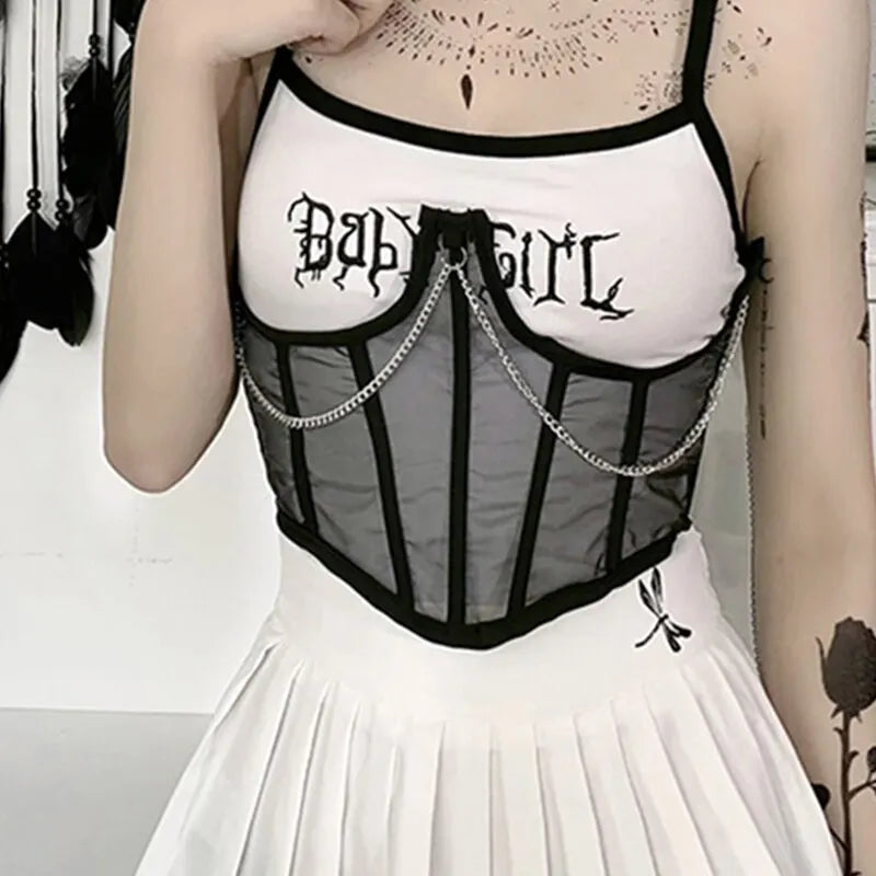 Black Chain Strap Underbust Corset Secondary image