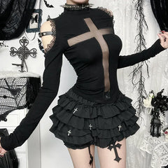 Gothic Lace Patchwork Blouse