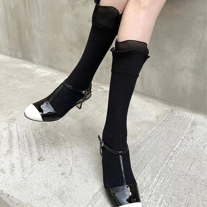 Gothic Ruffled Ballet Leg Sock