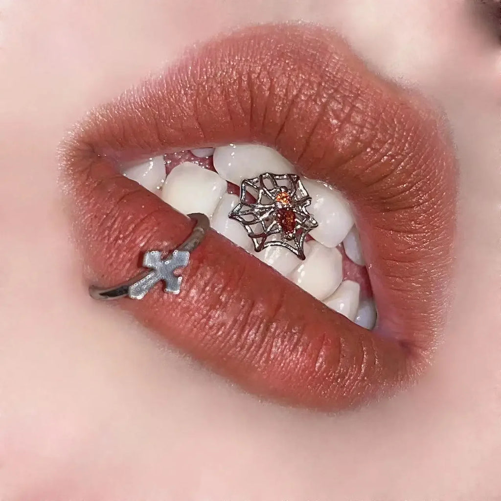 Spider Web Stainless Steel Punk Tongue Ring