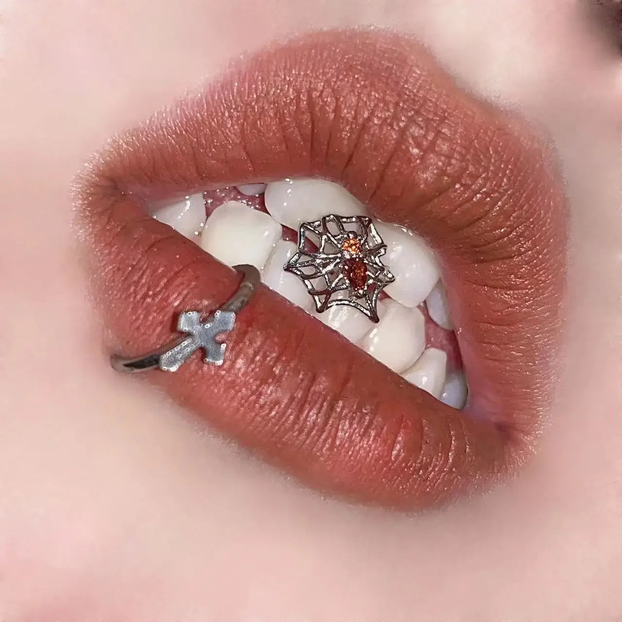 Spider Web Stainless Steel Punk Tongue Ring Main image